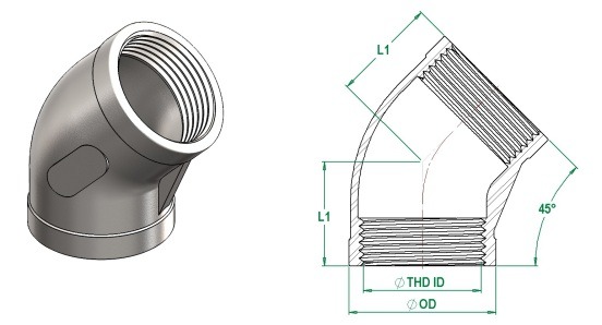 Kích thước chếch ren sus 304