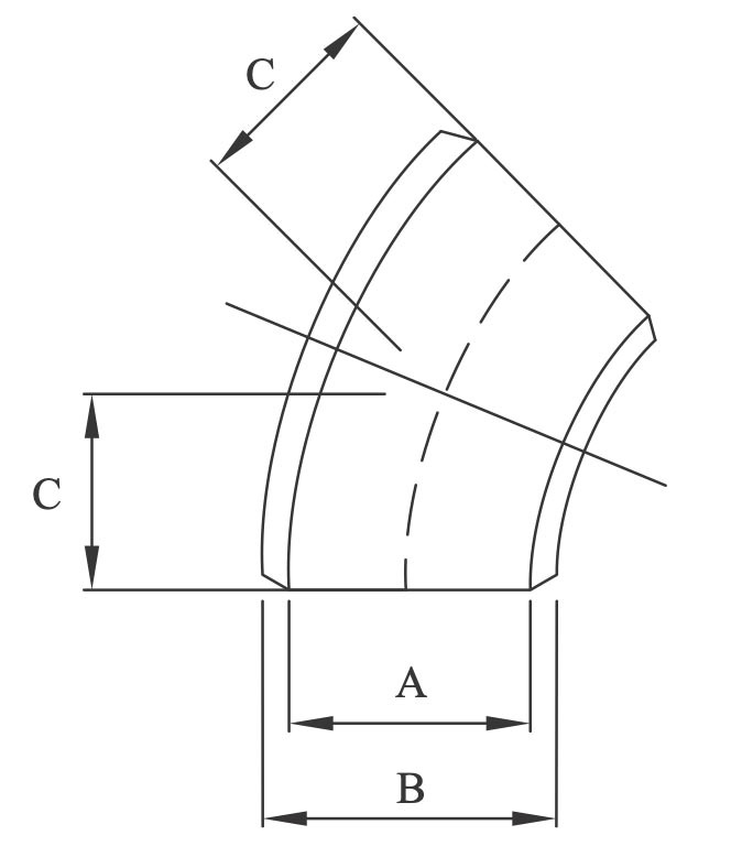 Khuỷu tay bán kính dài 45 độ